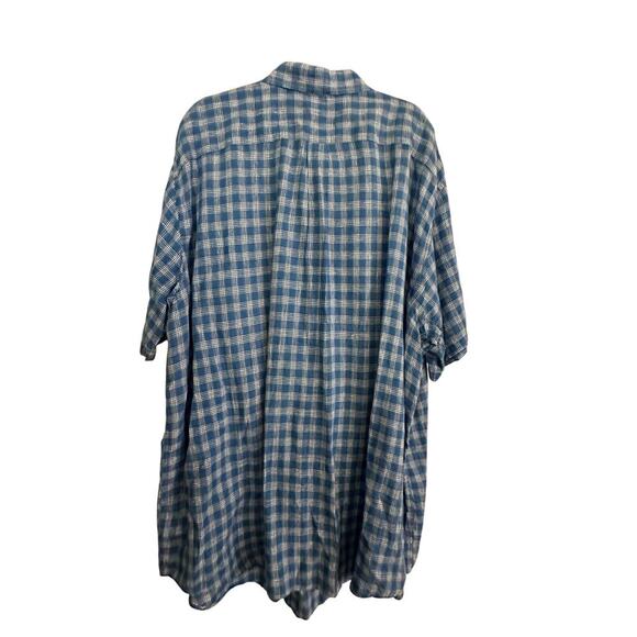Brooks Brother Mens Blue Gray 100% Linen Plaid Print Button Down Shirt Size 3XLT - Picture 5 of 5